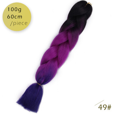 

AISI HAIR 100gpcs 24inch Kanekalon Jumbo Braids Hair Ombre Two Tone Colored Synthetic Hair for Dolls Crochet Hair