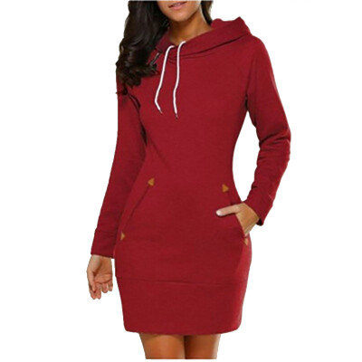 

2017 new hooded head in the long section of the sweater dress