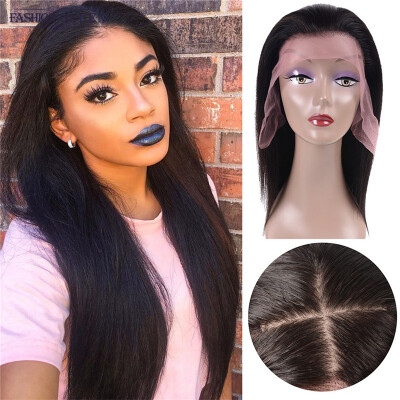 

10'' Straight Silk Base Lace Front Wigs Adjustable Pre Plucked 360 Full Lace Human Hair Wigs Glueless Wig for Black Women