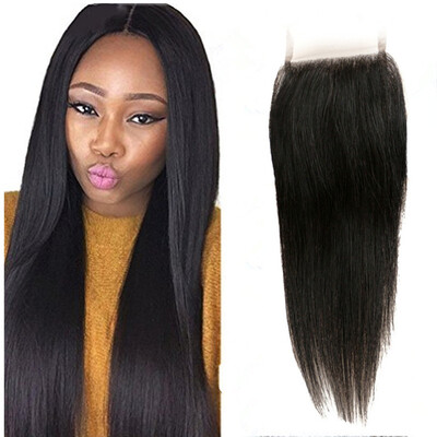 

Brazilian Straight Lace Closure Natural Color 4*4 Brazilian Straight Hair Closure Free Part Lace Closure