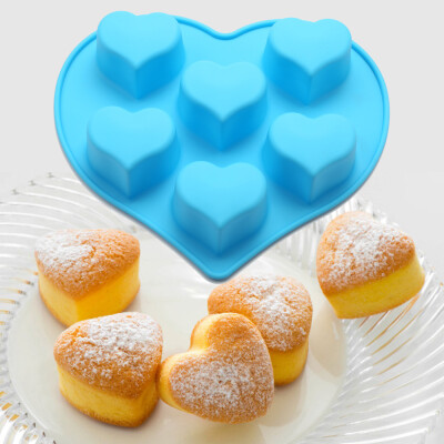 

6-Cup Heart-Shaped Silicone Muffin Cupcake Baking Pan Heat Resistant Up to 480°F Mini Cake Baking Mold Tray