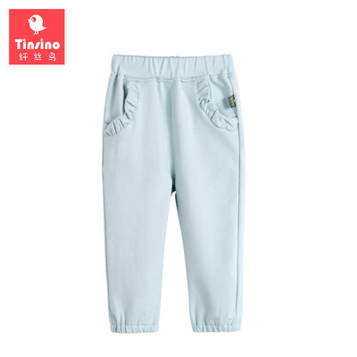 

TINSINO Spring&Autumn New Girls Pants Korean Knit Trousers Baby Casual Pants Tide Girls Pants Folded Small Pockets Pink Purple 90