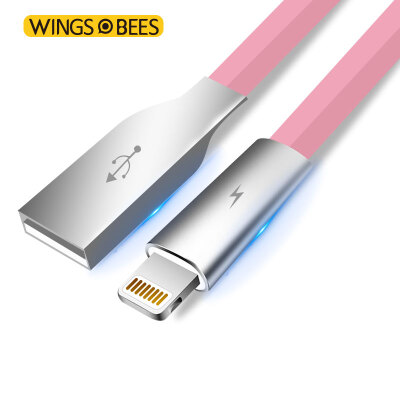 

Bee wing apple 6 / 6S / 7 data line zinc alloy 1 m pink phone charger line power cord support iphone5 / 5s / 7P / SE / ipad air mini