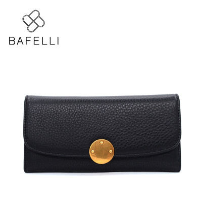 

BAFELLI women money clip genuine leather long wallets simple zipper & hasp carteira purse black brown coin pocket wallet women