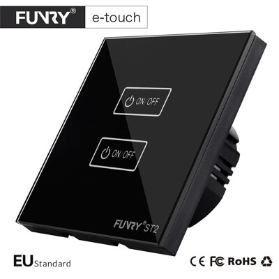 

FUNRY ST2 2Gang EU Standard Touch Screen Smart Switch Surface Waterproof Tempered Glass 170-240V RF433MHz Lighting Touch Switch