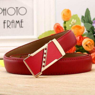 

2017 fashion new ladies leather belt casual wild double-sided two-layer leather automatic buckle ladies belt colorful design
