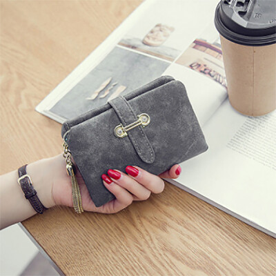 

2017 new wallet lady Korean frosted draw with a female wallet wallet tassel pendant purse