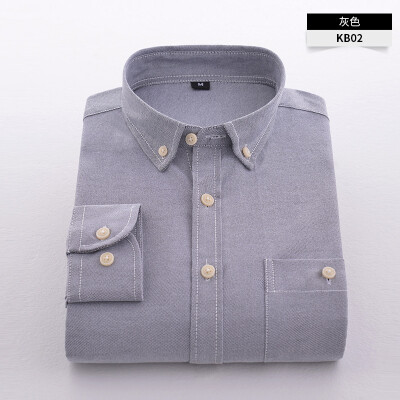 

Business Casual Men Long Sleeve Shirt Spring Autumn Silm Fit Cotton Stitching Solid Color Oxford Textile