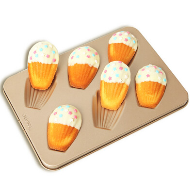 

Jingdong Supermarket Cooking Chef CHEF MADE Baking Mold 6 Cream Non-stick Madeleine Shell Cake Mold Oven Tools Champagne Gold WK9029