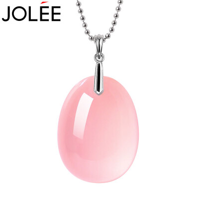 

Feather JOLEE powder crystal sweater chain S925 silver necklace color gem pendant simple accessories to send his girlfriend honor wife gift pink one size