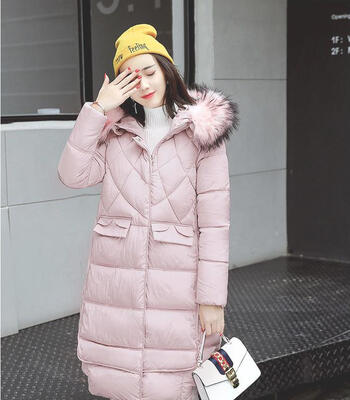 

2017 new feather cotton clothing women's long warm coats coat collar coat
