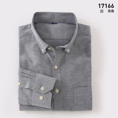 

Business Casual Oxford Textile Men Long Sleeve Shirt Spring Autumn Silm Fit