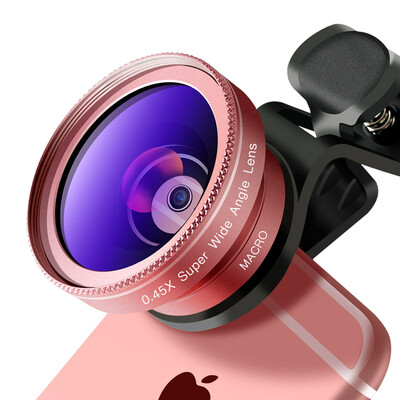 

Umeitu D1 mobile lens wide-angle macro two in one photo artifact Apple millet Huawei oppo Universal external camera rose gold