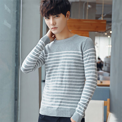 

Spring and autumn thin men's sweater Korean Slim long-sleeved sweater fashion casual men's striped sweater