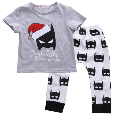 

Baby Kids Boy Batman T-shirt TopsLong Pants Outfits Toddler Christmas Clothes