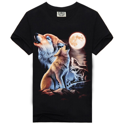 

MEN BONE 2017 Hot Mens Fashion Tee 3D The wolves in the moon T-Shirts