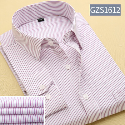 

Business Gentleman Men Long Sleeve Shirt Spring Autumn Silm Fit Solid Color Stitching