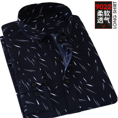 

Men Casual Long Sleeve Shirt Spring Printing Fashion Silm Fit