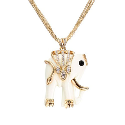 

Yoursfs Elephant Pendant Long Necklace Art Deco Elephant Charm Gold Plated Necklace For Women Sweater chain