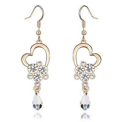 

Austrian Crystal Water Drop Earrings Fashion Jewelry Heart Hanging Earring For Women 6807
