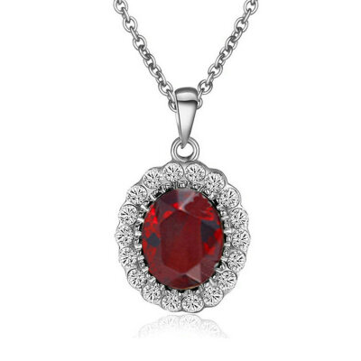 

Yoursfs® 18K White Gold Plated Simulated Ruby Angel Eye Necklace Use Austrian Crystal Fashion Jewelry