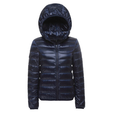 

2017 new winter women's ultra-thin down jacket short jacket coat hood size Slim