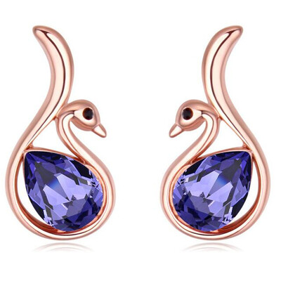 

Austrian Crystal Stud Earrings For Women Rose Gold Color Earring Rhinestone Fashion Jewelry Friendship Party Gift 21449