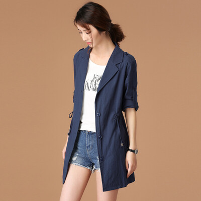 

2017 autumn new style wind clothes long style easy casual 100 lap cotton thin coat