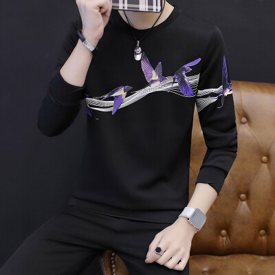 

2017 autumn and winter new round neck t-shirt long-sleeved trend casual sweater as gift for men