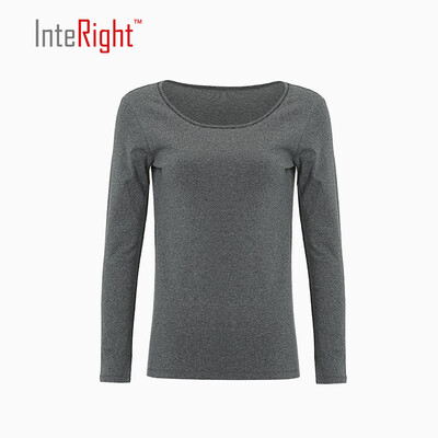 

INTERIGHT Women Big Round Collar Shirt Gray Stripe M