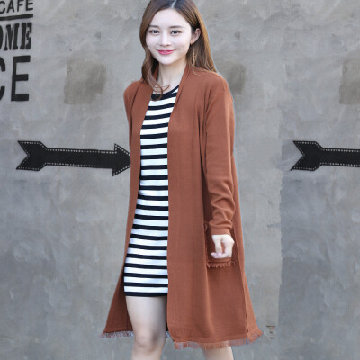 

2017 autumn fashion coat new Korean fashion all-match loose in the long tassel long sleeved sweater