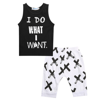 

Toddler Baby Boys Clothes Summer Cotton Tops Vest+Short pants 2pcs Outfits Set