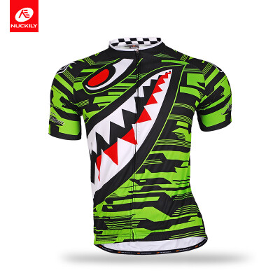 

NUCKILY Mens summer short sleeve customized polyester sharp tooth design road bike jersey