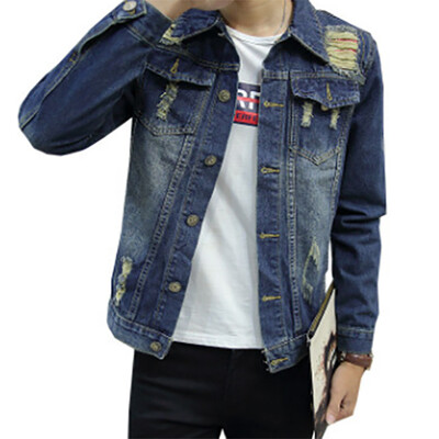 

2017 New Korean Men's Casual Denim Jacket Men's Jacket Youth Slim Men's Jeans Tops