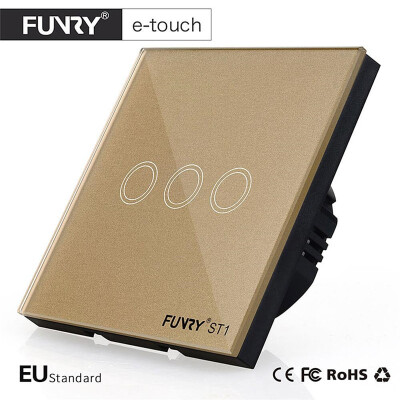 

FUNRY ST1 EU Standard 3Gang Smart Remote Control/Touch Radio Light Switch Momentary Push Button Luxury Tempered Glass 433MHz