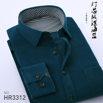 

Business Corduroy Middle Aged Men Long Sleeve Shirt Spring Autumn Loose Solid Color