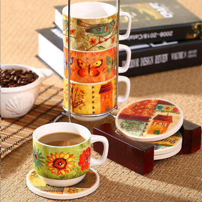

A Ting American coffee cup 4 sets of creative ceramic cup water cup coffee cup set send storage rack&the same type