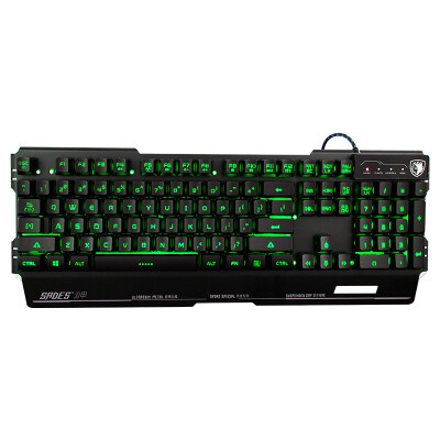 

Sades Bladeback Green Backlight Metal Peripherals Gaming Keyboard Black Green