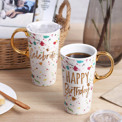 

A Ting The lovers' drinking coffee cup ceramic cup mug with cover decal on Creative Cup