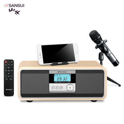 

Landscape SANSUI T58 wireless home theater Bluetooth stereo mobile speaker card music player computer subwoofer K song comes with microphone wood color