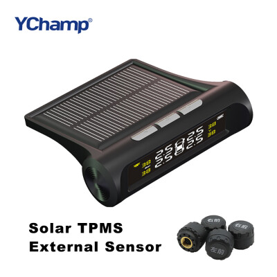 

YChamp Smart Car TPMS Tyre Pressure Monitoring System Solar Power charging Digital LCD Display Auto Security Alarm Systems