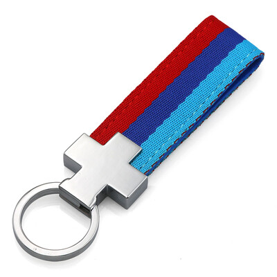 

Di Galen canvas fashion personality car keychain three-color belt 180 ° rotating buckle key chain rope blue red