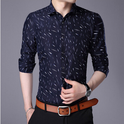 

Autumn and winter new men's shirt men's simple long-sleeved men's camouflage casual printing lapel shirt men