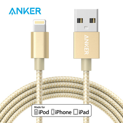 

Сертификат Anker Anke MFi 7/6 / 5s Кабель данных Apple 1,8 м нейлон золотой телефон зарядное устройство шнур питания поддержка iphone5 / 6s / 7P / SE / ipad airmini