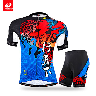 

NUCKILY Mens summer blue cycling clothing Anti-sweat jersey&short wonderful design sports sets