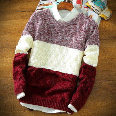 

Winter Men 's Round Collar Coat Sweater Color Sweater Sweater as gift for men