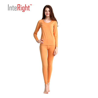 

INTERIGHT autumn clothing pants new warm round neck underwear suit orange XL