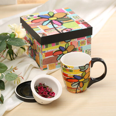 

A Ting Ceramic cup tea tea cup cover creative combination printing gift box