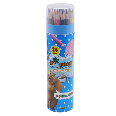 

Sanmu SUNWOOD Bear Infested Cartoon 24 Color Hexagon Barrel No Wood Colored Pencil XCM0051 Student Stationery