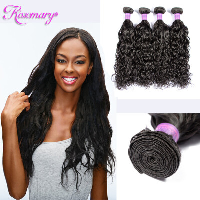 

Indian water wave hair 100% human hair weave bundles 4 bundles non remy hair weaving natural color 1b